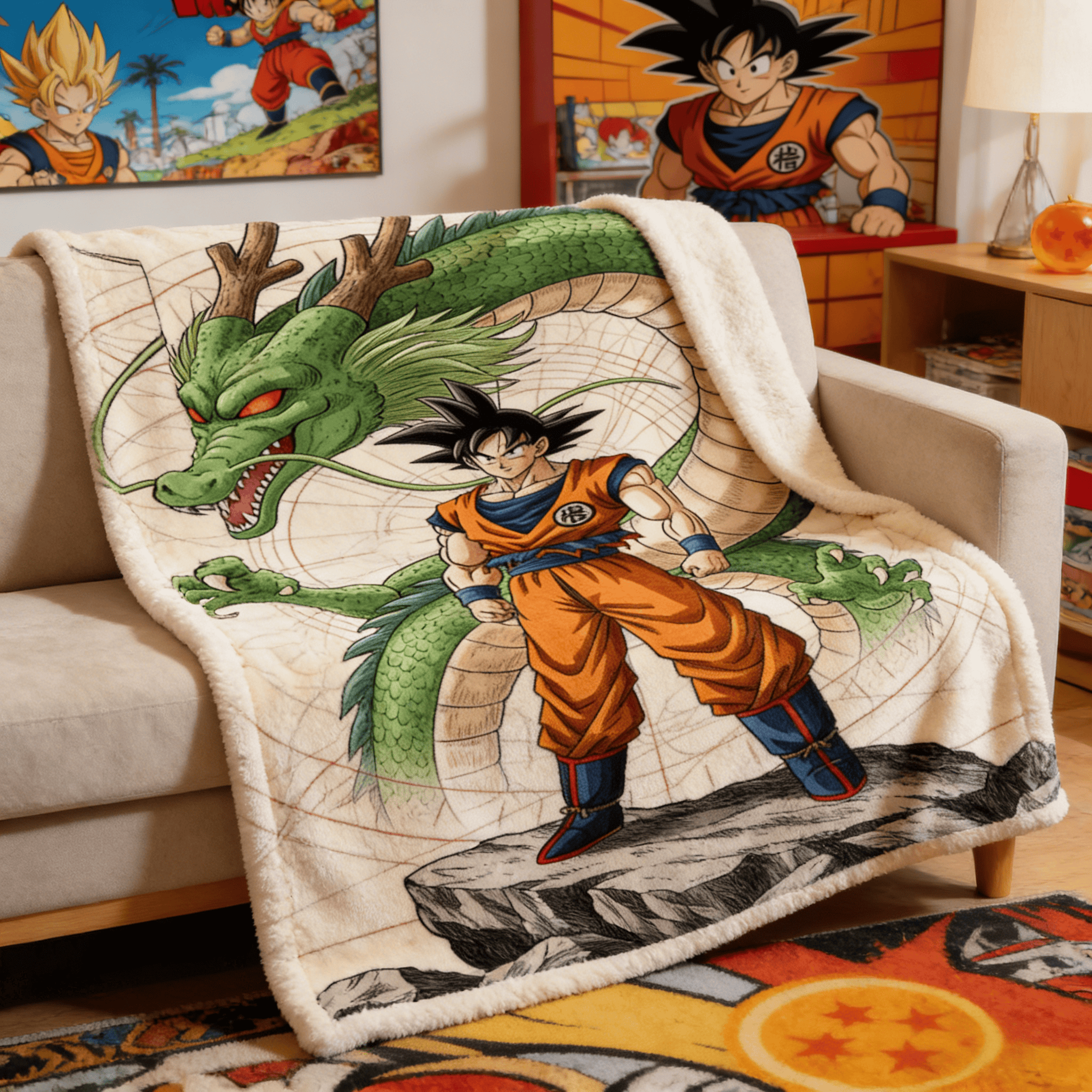 3D Printing Household Items - Dragon Ball Goku Shenron Fleece Blanket,