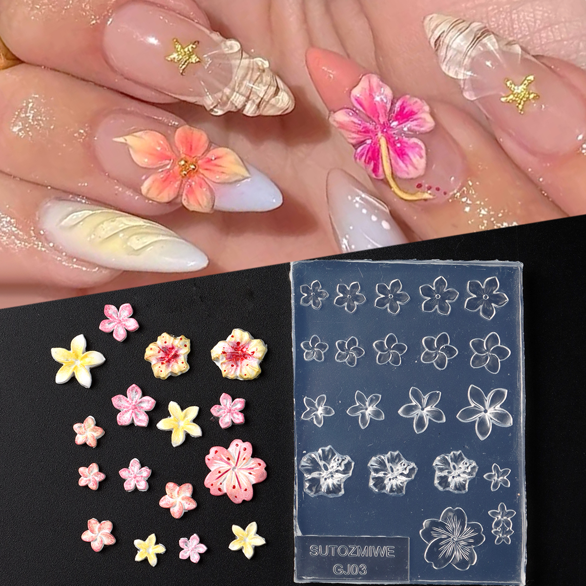 3D Printing Templates Free - Hibiscus Island Flower Silicone Nail Art