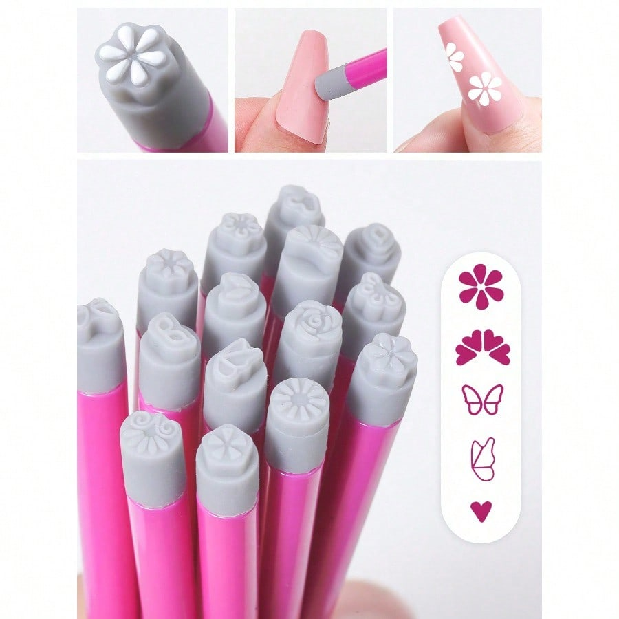 3D Printing Templates Free - 4/6/8/12Pcs Set Nail Art Stamp Pen