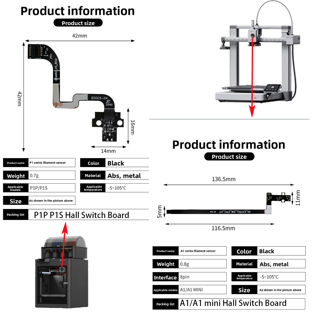 For A1/A1mini/P1P/P1S Hall Swi - Motherboard 3D Printer recensie en prijs