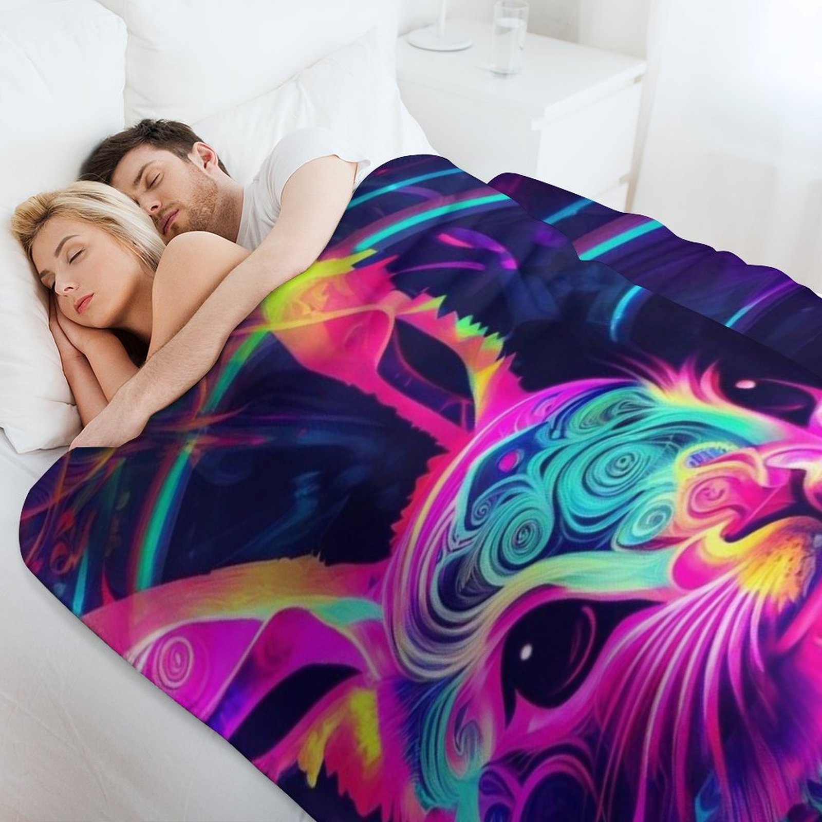 rabbit in neon Throw Blanket S - 3D Printing Rabbit recensie en prijs