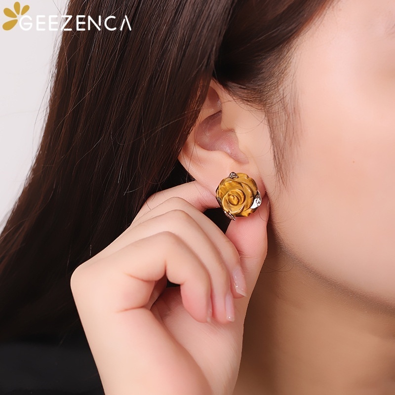 GEEZENCA Tiger's Eye Stone 925 - 3D Printing Earrings recensie en prijs
