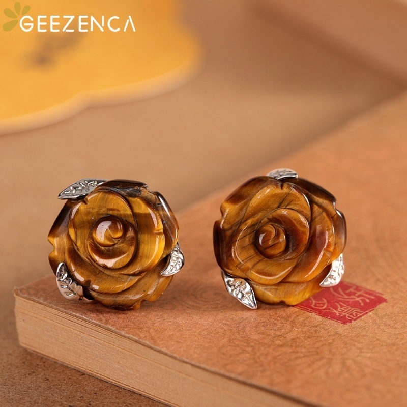 GEEZENCA Tiger's Eye Stone 925 - 3D Printing Earrings recensie en prijs
