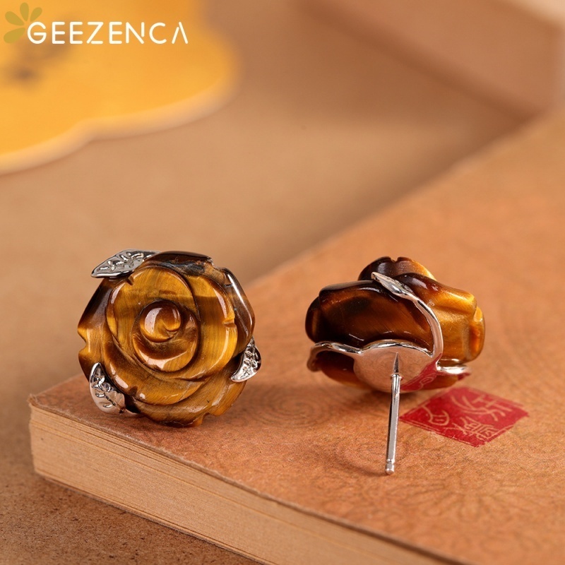 GEEZENCA Tiger's Eye Stone 925 - 3D Printing Earrings recensie en prijs