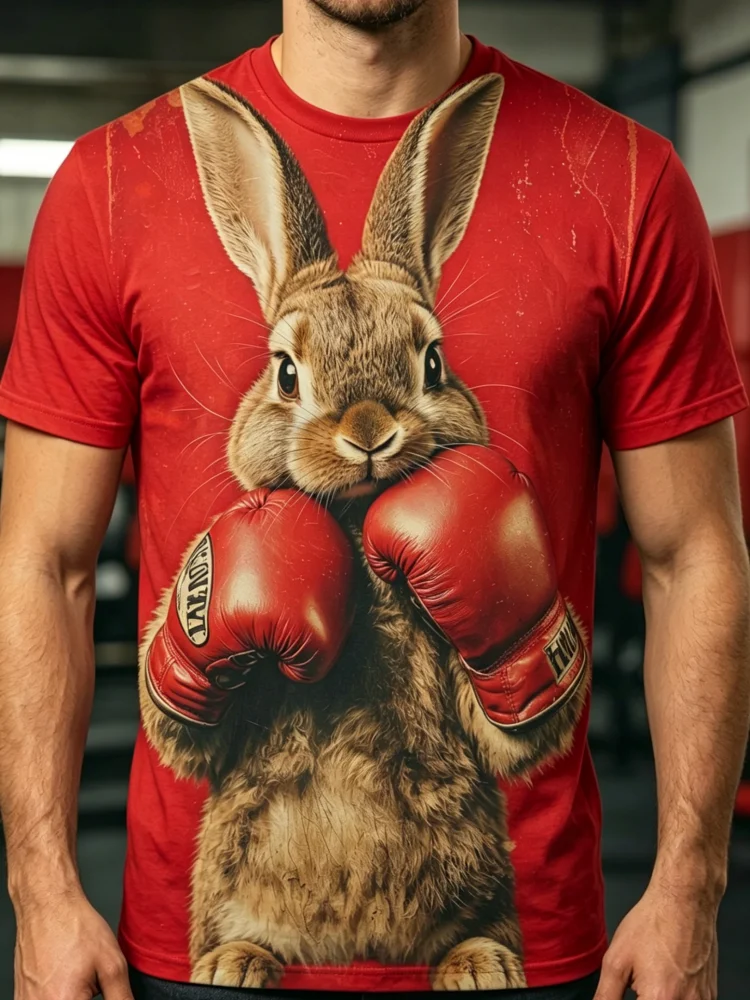 3D Boxing Rabbit Print Men's T - 3D Printing Rabbit recensie en prijs